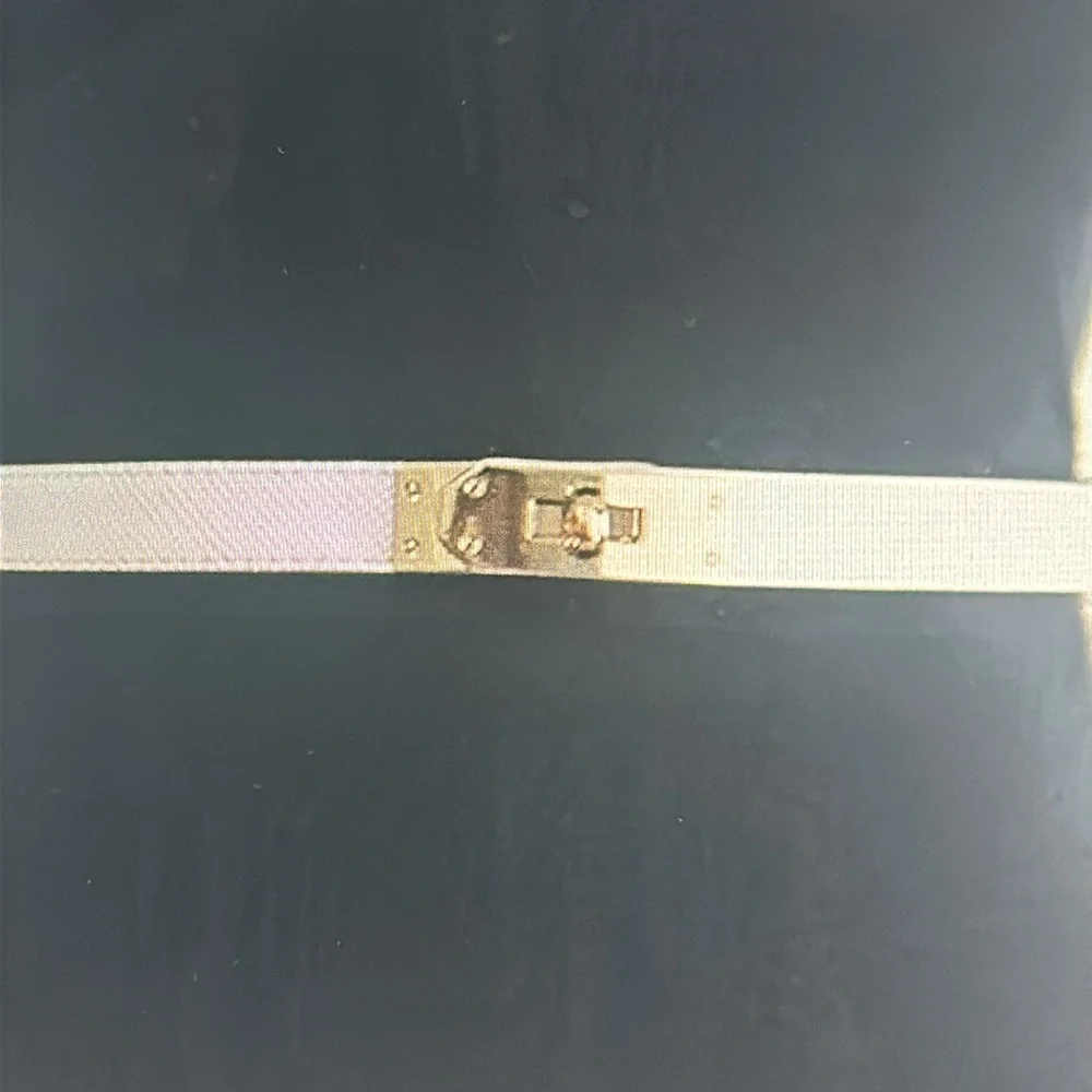 Elegant White Leather Belt with Gold Buckle